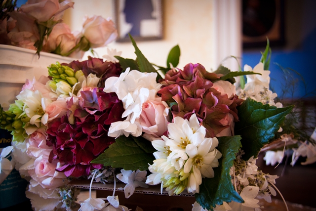 Wedding flowers in route to the wedding!