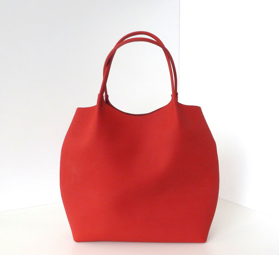 Cardinal Red Leather Tote Bag by Boga Bag