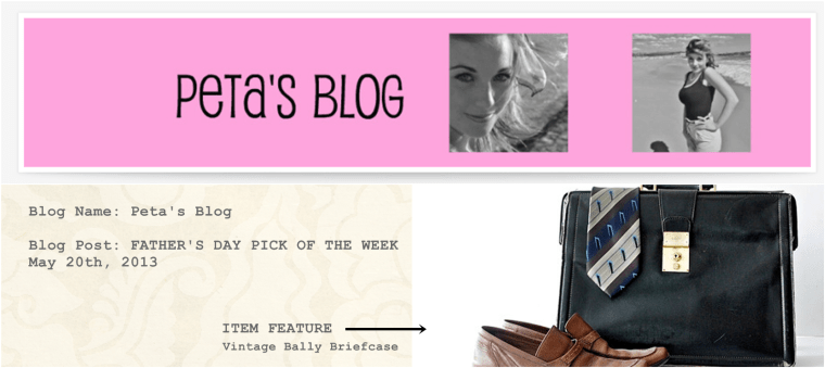 Peta is also based in the UK. In addition to selling vintage jewelry online she also is the editor a new free vintage magazine, which is gorgeous in both layout and design.  Content ranges from vintage recipes to howto tutorials to interviews that recall all the glamour without all  the fussiness of vintage style. 