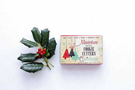 Vintage Miniature Metal Christmas Cookie Cutters (set of six!)