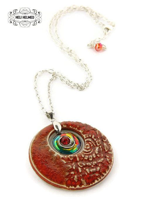Ceramic Necklace Pendant made by  Helihelmed - $18.26