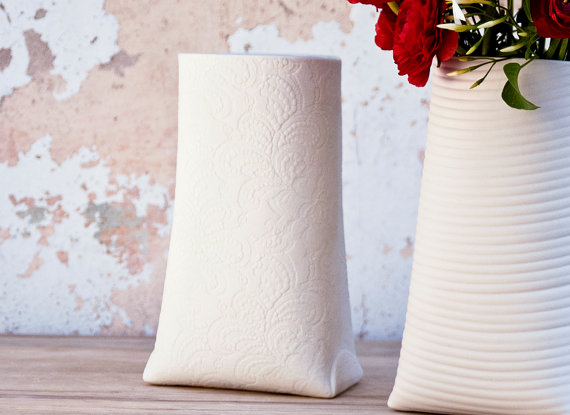 Porcelain lace vase made by wapa - $105.00