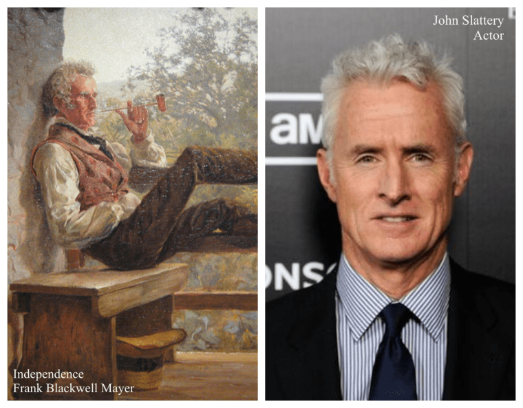 Actor John Slattery (also of Mad Men fame) and Frank Blackwell Meyer's 1858 painting titled Independence