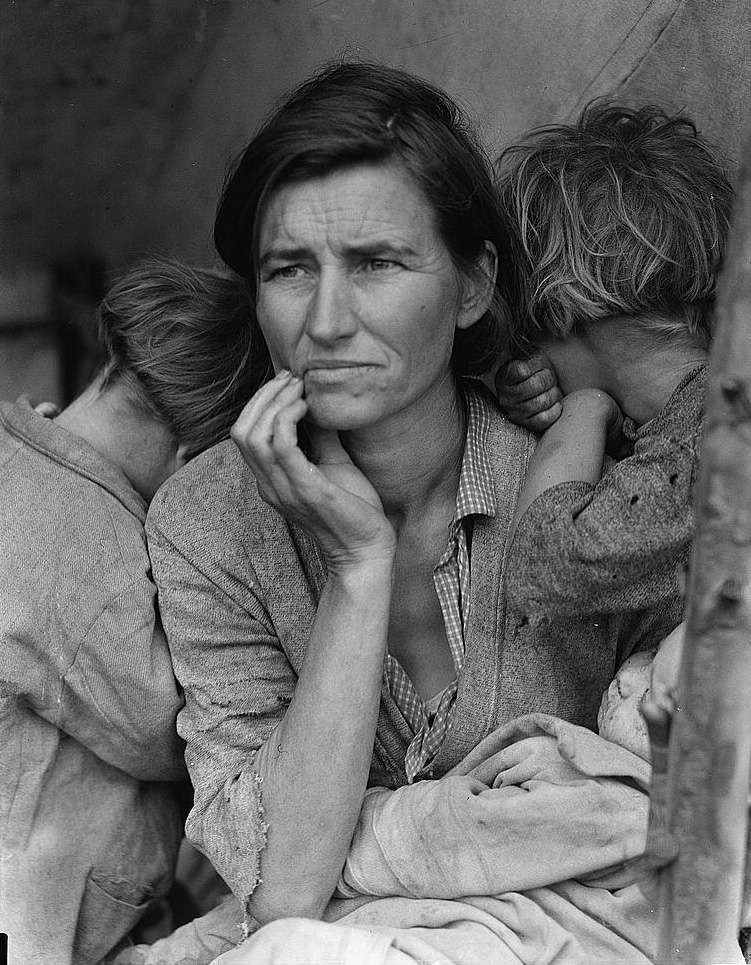 Dorthea Lange's most well-known photograph, The Migrant Mother, taken in 1936